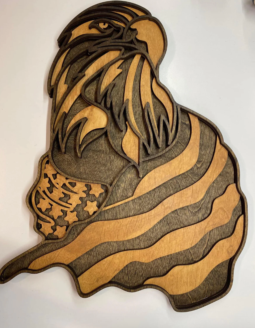 Patriotic Woodcut Eagle Wall Art