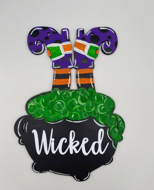 Halloween Door Hanger - Wicked Witch Cauldron